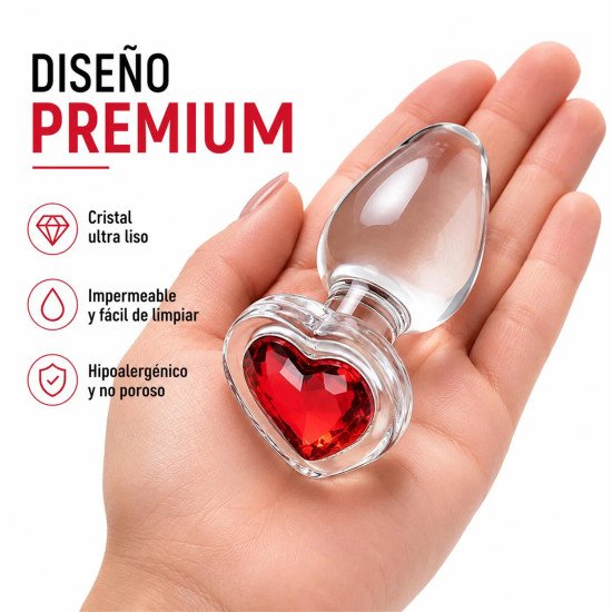 Plug Anal Vidrio Glass Rosso Cuore Small