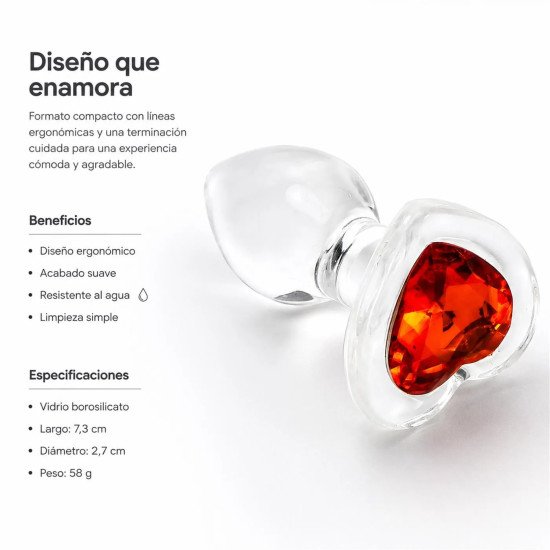 Plug Anal Vidrio Glass Rosso Cuore Small