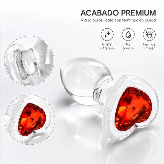 Plug Anal Vidrio Glass Rosso Cuore Small
