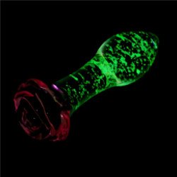 Consolador de Vidrio Templado Glass Anal Plug Glow In The Dark Phantom Rose