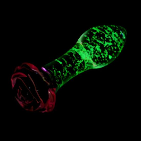 Consolador de Vidrio Templado Glass Anal Plug Glow In The Dark Phantom Rose