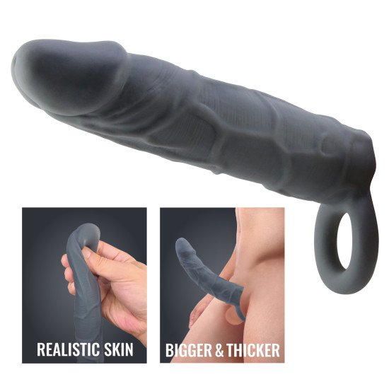 Extensión Para Pene 6 cm. Con Anillo Para Testículos Grey