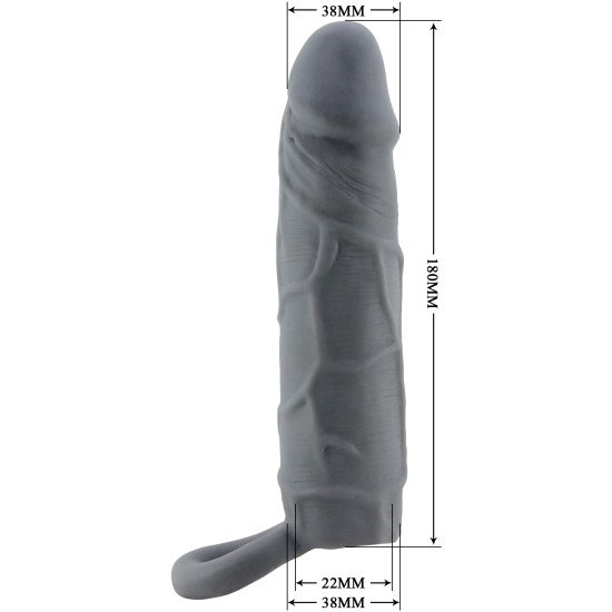 Extensión Para Pene 6 cm. Con Anillo Para Testículos Grey