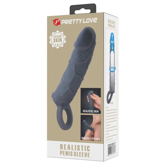 Extensión Para Pene 6 cm. Con Anillo Para Testículos Grey