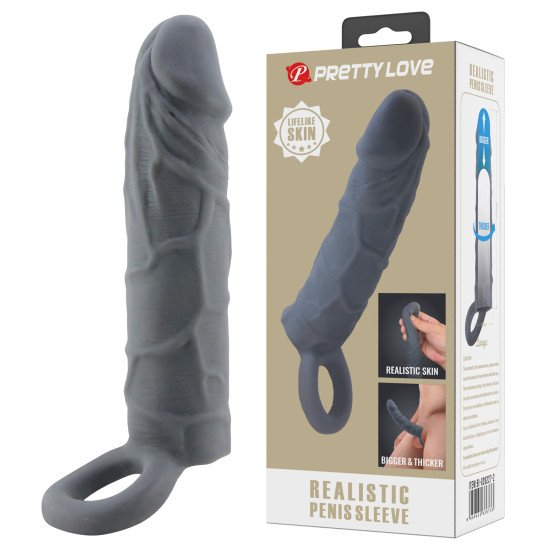 Extensión Para Pene 6 cm. Con Anillo Para Testículos Grey