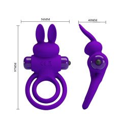 Anillo Doble con Estimulador de Clítoris Bunny Violeta III