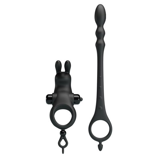 Anillo con Estimulador de Clítoris Bunny con Varita Anal Silicona 10 Funciones