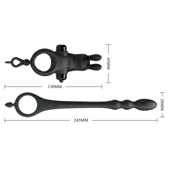 Anillo con Estimulador de Clítoris Bunny con Varita Anal Silicona 10 Funciones