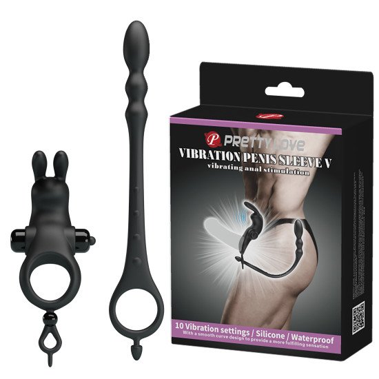 Anillo con Estimulador de Clítoris Bunny con Varita Anal Silicona 10 Funciones