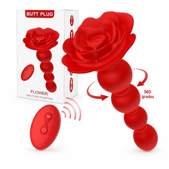 Red Rose Flower Butt Plug