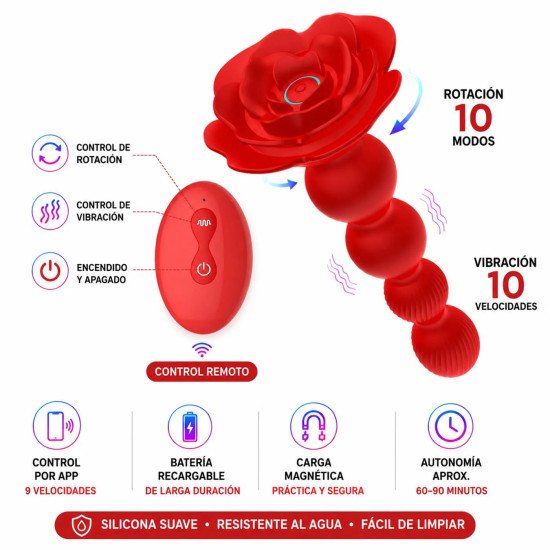 Red Rose Flower Butt Plug