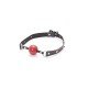 Mordaza Bola Roja Negra Eco Cuero Y Tachas Rojas