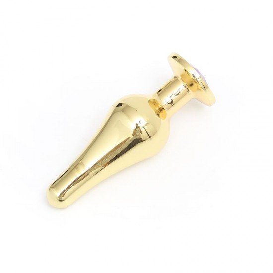 Plug Small Alargado Dorado con Joya Anal