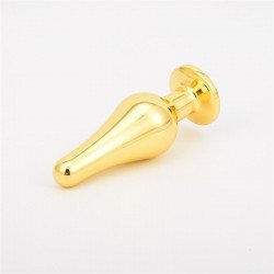 Plug Large Alargado Dorado con Joya Anal