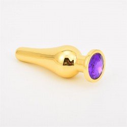 Plug Large Alargado Dorado con Joya Anal