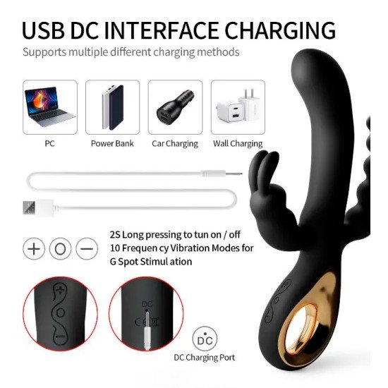 Vibrador Rabbit Recargable Triple Estimulación